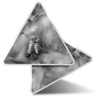 2 X Triangle Stickers 10Cm   Bw   Mini Astronaut Figure Alien Planet 35135