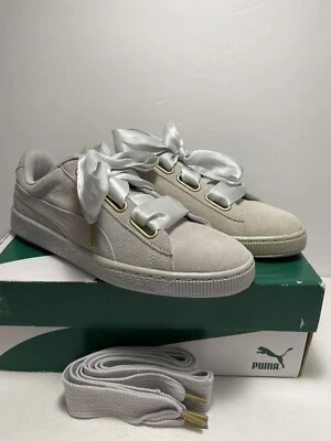 Puma Womens Size 9.5 Suede Heart Satin Gray Violet Sneakers Shoes 362714 02 - Image 1 of 4