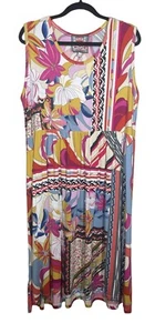 Johnny Was Rachel May Easy Tank Dress XL Floral Print Bamboo Knit T Shirt - Picture 1 of 6
