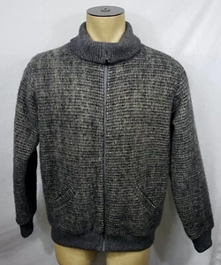 Vtg 80s Mens Marks & Spencer gray wool blend zip-up bomber jacket size 42 - Picture 1 of 5