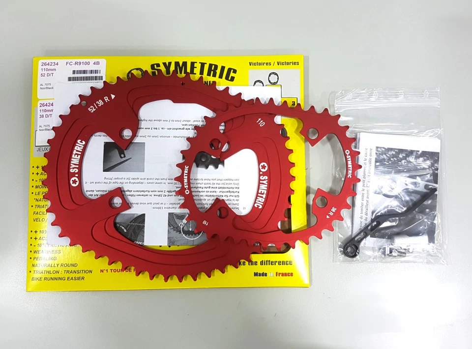 Osymetric BCD110x4 52+38T 9100/9150/8000/8020/8050 Edition Chainring Set Red  - Image 1 of 4