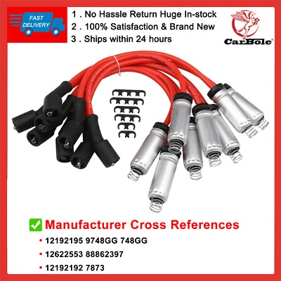 Juego de 8 cables de bujía para Chevy GMC Yukon Sierra LS1 4,8 L 5,3 L 6,0 L 9748HH 748UU Foto 1 de 4