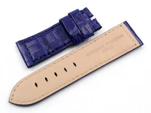Officine Panerai Italy Cinturino Ansa 24mm Vero Coccodrillo Blu Scuro Lucido NEW - Imagen 1 de 5