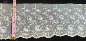 Vintage/Antique Ecru Cotton Leavers Lace 5 2/3 Yards - Picture 1 of 2