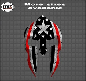 Fireman / Firefighter Thin Red Line Spartan Helmet Vinyl Decal Sticker  - Picture 1 of 1