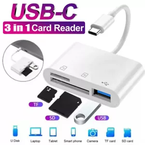 USB C 3 in 1 SD Card Reader Type-C Adapter For iPhone 16 15 Pro Max 16E 15 Plus - Picture 1 of 11