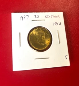 1987 PERU 20 CENTIMOS COIN - NICE WORLD COIN !!! - Picture 1 of 2