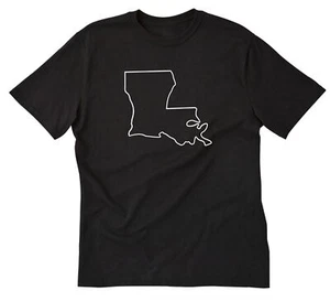 Louisiana Outline T-Shirt Shirt S M L XL 2XL 3XL Cotton Place Name Vacation - Picture 1 of 8