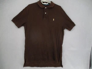 Ralph Lauren Shirt Mens Medium Brown Beige Polo Short Sleeve Button Golf - Picture 1 of 16