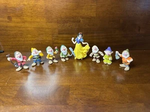 Snow White 7 Dwarves PVC Cake Topper Set Of 8 Missing One Tool Great Condition - Picture 1 of 9
