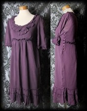 Goth Long Purple Frill VIOLET'S SHAME Empire style Dress 8 10 Victorian Vintage
