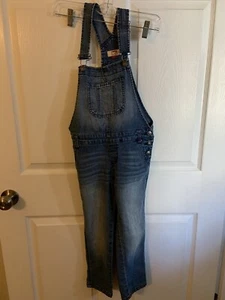 LEI Youth Girls Bibs Medium 7/8 Blue Jean Overalls See Pics For Condition - Picture 1 of 6