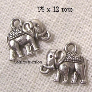 043 - LOT de 4 ÉLÉPHANT Argenté **12 x 14 mm** CHARM / BRELOQUE / PENDENTIF - Picture 1 of 1