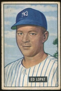 Bowman #218 1951 Ed Lopat Yankees de Nueva York - Imagen 1 de 2