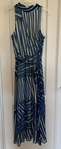 Calvin Klein Women's Petite 10P Royal Blue Maxi Summer Dress Halter Neck Smocked - Picture 1 of 11