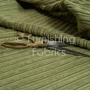 Furnishing Upholstery Fabric High Low Soft Velvet Textured Cord New Green Colour - Picture 1 of 4