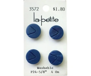 Buttons Blue Flat Shank Minimalist 4-Pack 5/8" P24 Vintage La Petite No. 3572 - Picture 1 of 7