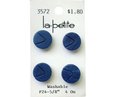 Buttons Blue Flat Shank Minimalist 4-Pack 5/8" P24 Vintage La Petite No. 3572 - Image 1 of 4