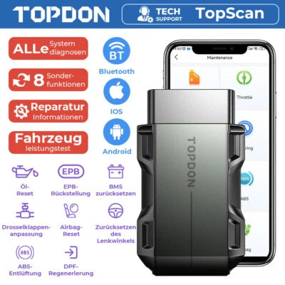 2025 TOPDON TopScan Auto Professionale OBD2 Dispositivo Diagnostico Scanner Full System 8 Funzioni