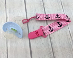 Pacifier Clip Holder Pacifier Ribbon Baby Gift Stocking Stuffer Anchor - Picture 1 of 3