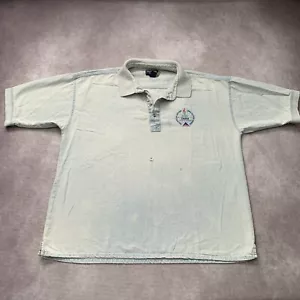 Vintage 1996 Delta Airlines Atlanta Olympics Denim Polo Shirt Size XXL 90s Blue - Picture 1 of 12