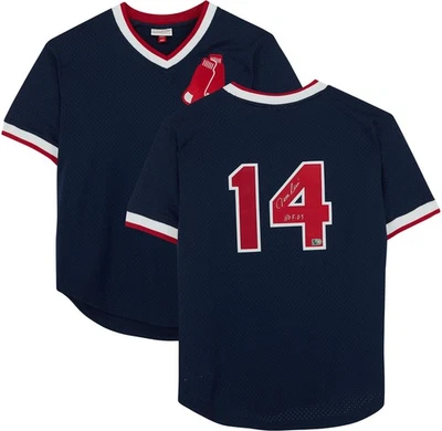 Camiseta deportiva de práctica Mitchell & Ness 1989 firmada por Jim Rice Red Sox auténtica con piezas Foto 1 de 4