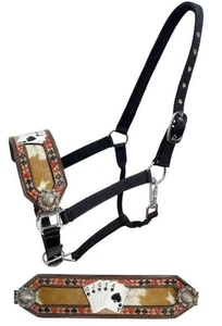 Showman "Royal Flush" Leather Bronc Halter - Picture 1 of 1