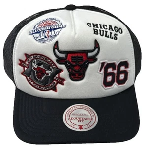 New MITCHELL & NESS NBA GRIDLOCK TRUCKER  5 LOGOS CHICAGO BULLS SNAPBACK HAT - Picture 1 of 4
