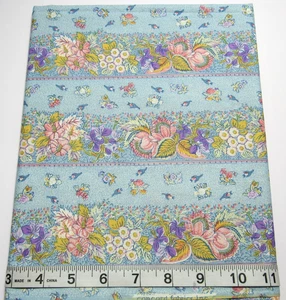 Vintage Striped Pink/Purple Florals 32"x43" Concord Cotton Sew Quilt Fabric - Picture 1 of 3