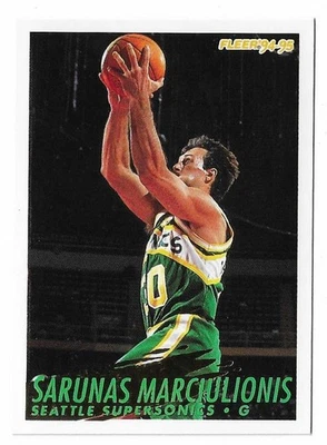 1994-95 Fleer Basketball Sarunas Marciulionis Card #375 Seattle Supersonics HOF - Image 1 of 2