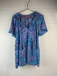 Lilly Pulitzer Women’s Size Large Zadie You Grow Girl Bermuda Blue Top - Picture 1 of 8