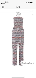 Troy Burch Poppy Acoma Smocked Strapless Halter Jumpsuit Womens Size sm - Picture 1 of 7