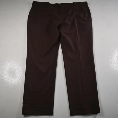 Joseph Abboud 46x32 Brown Stretch Flannel Wool White Slim Mens Pants - Image 1 of 4