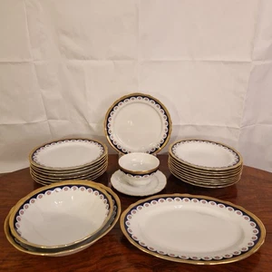 Winterling Marktleuthen Eßservice Rosa Rosen Brokat-Goldrand Porzellan 20 Tlg. - Bild 1 von 7