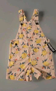 OshKosh B'gosh Toddler Girls' Lemon Shortalls - Pink Yellow - Size 5T NEW!! - Picture 1 of 5