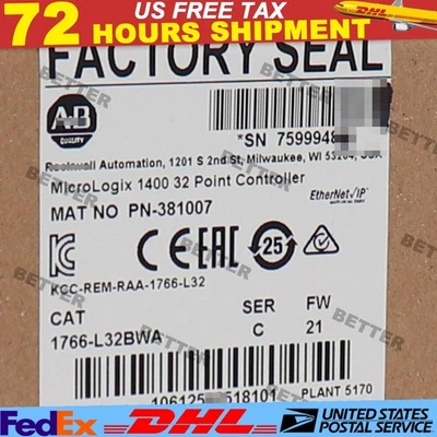 New Sealed AB 1766-L32BWA /C Micrologix 1400 32 Point Controller 1766-L32BWA - Image 1 of 4