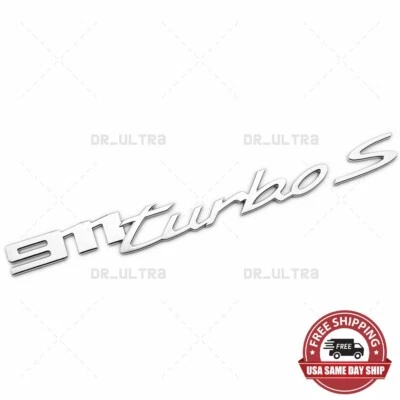 Nuevo 911 Turbo S 2020+ plateado logotipo letras insignia trasera puerta levadiza emblema cubierta tapa Foto 1 de 3