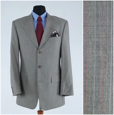 Mens Striped HUGO BOSS Blazer 40L UK Size Grey Wool Sport Coat Designer Jacket - Image 1 of 4