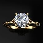 12.00 Ct Certified Round Natural Diamond Yellow Gold Finish Vvs1 Engagement Ring