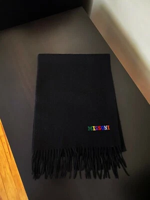 MISSONI Nuevo Hombre-Mujer Clásico, Lana, Negro Bufanda Multicolor Logo  Foto 1 de 3