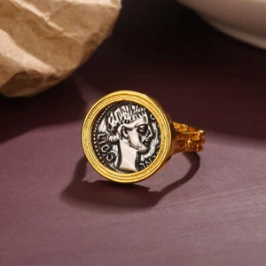 Retro-Made alte Münzen, Göttin des Glücks Ring, einzigartige Persönlichkeit geprägtes Portrait - Bild 1 von 12