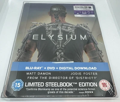 Elysium Limited Edition Steelbook Blu-ray + DVD Discs New and Sealed - Image 1 of 3
