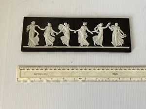 RARE VINTAGE WEDGWOOD ENGLAND BLACK JASPER WARE JASPERWARE DANCING HOURS PLAQUE - Picture 1 of 9