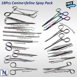 Feline Spay Kit Veterinary Neuter Pack - Chirurgische Instrumente für Hunde & Katzen - Bild 1 von 29