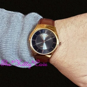OMAX Classic Seiko Movt, braunes Leder, Roségold plattiert und schwarz Uhr SGL011 - Bild 1 von 8