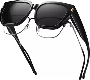 Polarized Fit over Glasses Sunglasses for Women Men Trendy Square Wrap around Sh - Picture 1 of 12