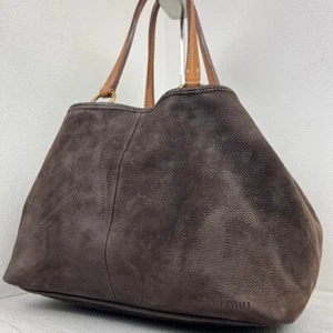 Bolso de Mano MIU MIU Archive Cuero Marrón Años 90 Y2K H8.7"×W12.6"×D7.9" JP - Imagen 1 de 9