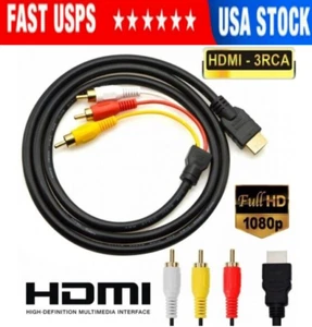1080P HDMI Male To 3 RCA Video Audio AV Component Converter Adapter Cable HDTV - Picture 1 of 13