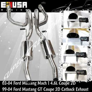 SS Dual Catback Exhaust for 99-04 Ford Mustang GT Coupe 2D4.6L V8 ONLY 4" Tip OD - Picture 1 of 6