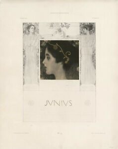 Gustav Klimt - Junius (1896) Allegorical Symbolism Signed - 17" x 22" Art Print